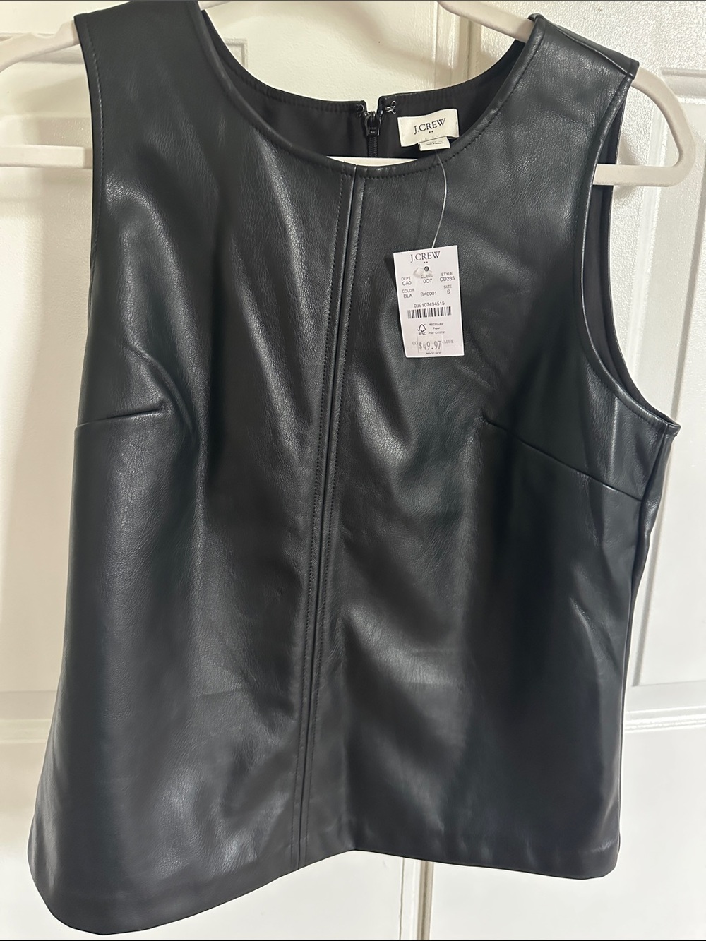 J. Crew Black Faux Leather Sleeveless Shell Top